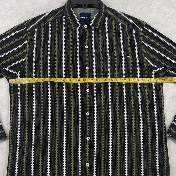 Tommy Bahama Shirt Mens Large Green Long Sleeve Striped Button Up Casual Cotton - Picture 5 of 13